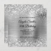 Glittery Silver Foil 30. Geburtstag Einladung (Vorne/Hinten)
