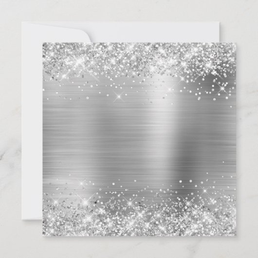 Glittery Silver Foil 30. Geburtstag Einladung (Rückseite)