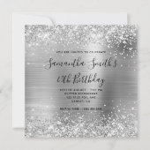 Glittery Silver Foil 40. Geburtstag Einladung (Vorderseite)