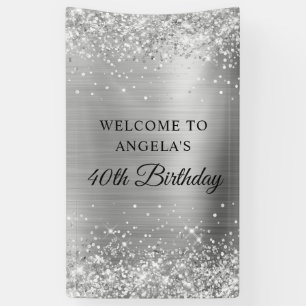 Glittery Silver Foil 40. Geburtstag Vertikal Banner