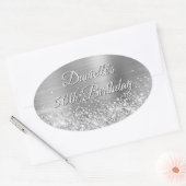 Glittery Silver Foil 50. Geburtstag Ovaler Aufkleber (Umschlag)