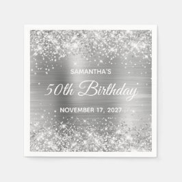 Glittery Silver Foil 50. Geburtstag Serviette