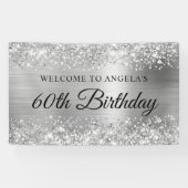 Glittery Silver Foil 60. Geburtstag Willkommen Banner (Horizontal)