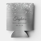 Glittery Silver Foil 75. Geburtstag Dosenkühler (Vorderseite)