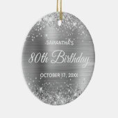 Glittery Silver Foil 80. Geburtstag Keramik Ornament (Rechts)