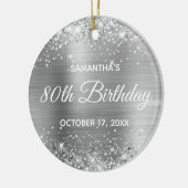 Glittery Silver Foil 80. Geburtstag Keramik Ornament (Links)
