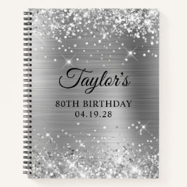 Glittery Silver Foil 80th Birthday Guest Notizblock