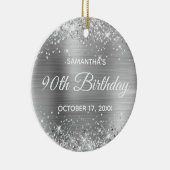 Glittery Silver Foil 90. Geburtstag Keramik Ornament (Rechts)