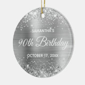 Glittery Silver Foil 90. Geburtstag Keramik Ornament (Links)