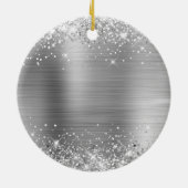 Glittery Silver Foil 90. Geburtstag Keramik Ornament (Hinten)