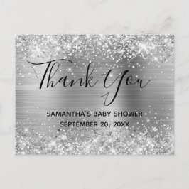 Glittery Silver Foil Baby Dusche Vielen Dank Postkarte