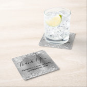 Glittery Silver Foil Baby Dusche Vielen Dank Rechteckiger Pappuntersetzer (Vor Ort)