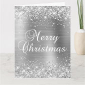 Glittery Silver Foil Big Frohe Weihnachten Karte (Vorderseite)