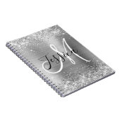 Glittery Silver Foil Black and White Monogram Notizblock (Rechte Seite)