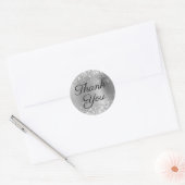 Glittery Silver Foil Black Elegant Vielen Dank Runder Aufkleber (Umschlag)