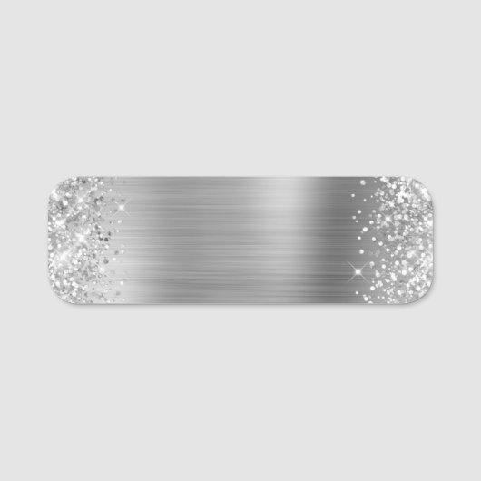 Glittery Silver Foil Blank Namensschild (Vorderseite)