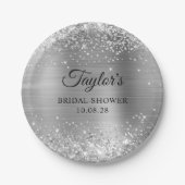 Glittery Silver Foil Brautparty Pappteller (Vorderseite)