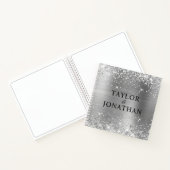 Glittery Silver Foil Bride & Groom Wedding Guest Notizblock (Innenseite)
