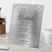 Glittery Silver Foil Cocktails Bar Menu Sockelschild (In Situ)