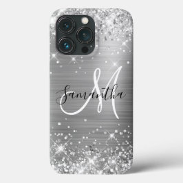 Glittery Silver Foil Elegantes Monogramm Case-Mate iPhone Hülle