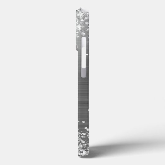 Glittery Silver Foil Elegantes Monogramm Case-Mate iPhone Hülle (Rückseite / Links)
