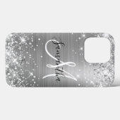 Glittery Silver Foil Elegantes Monogramm Case-Mate iPhone Hülle (Rückseite (Horizontal))