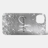 Glittery Silver Foil Elegantes Monogramm Case-Mate iPhone Hülle (Rückseite (Horizontal))