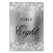 Glittery Silver Foil Extravagant Classic Calligrap Tischnummer (Vorderseite)