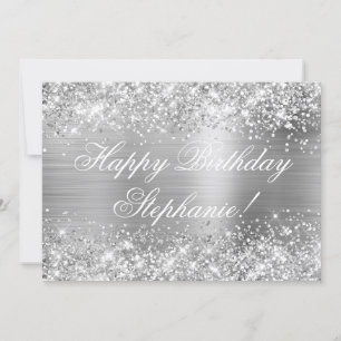Glittery Silver Foil Extravagant Happy Birthday Karte