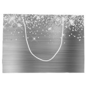 Glittery Silver Foil Extravagant Happy Jubiläum Große Geschenktüte (Rückseite)