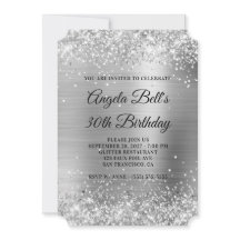 Glittery Silver Foil Extravagant Monogram 30. Gebu