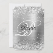 Glittery Silver Foil Extravagant Monogram 30. Gebu Einladung (Rückseite)