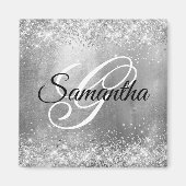 Glittery Silver Foil Extravagant Monogram Magnet (Vorne)