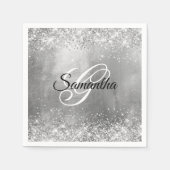 Glittery Silver Foil Extravagant Monogram Serviette (Vorderseite)