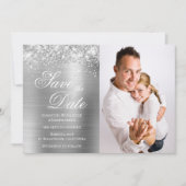 Glittery Silver Foil Foto Save The Date (Vorderseite)