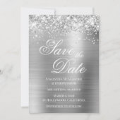 Glittery Silver Foil Foto Save the Date Einladung (Vorderseite)