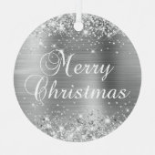 Glittery Silver Foil Frohe Weihnachten Ornament Aus Metall (Vorderseite)