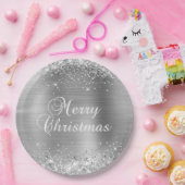 Glittery Silver Foil Frohe Weihnachten Pappteller (Party)