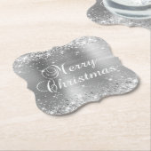 Glittery Silver Foil Frohe Weihnachten Untersetzer (angewinkelt)