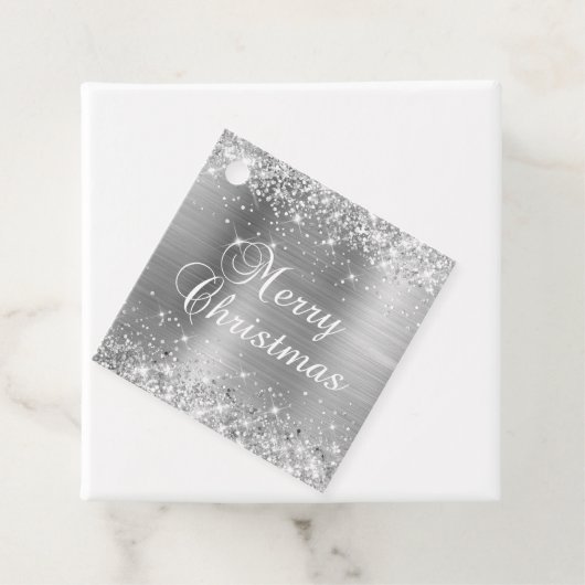 Glittery Silver Foil Frohe Weihnachtsgeschenk Geschenkanhänger (Beispiel)