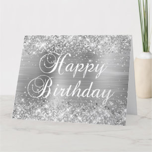 Glittery Silver Foil Happy Birthday Karte