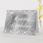 Glittery Silver Foil Happy Birthday von Group Karte (Gelbe Blume)