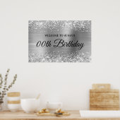 Glittery Silver Foil jedes Alter Geburtstag Willko Poster (Küche)