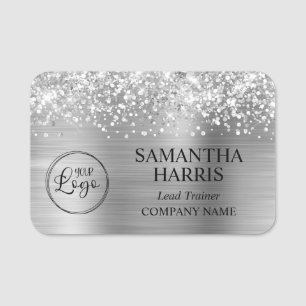 Glittery Silver Foil Logo Company Namensschild