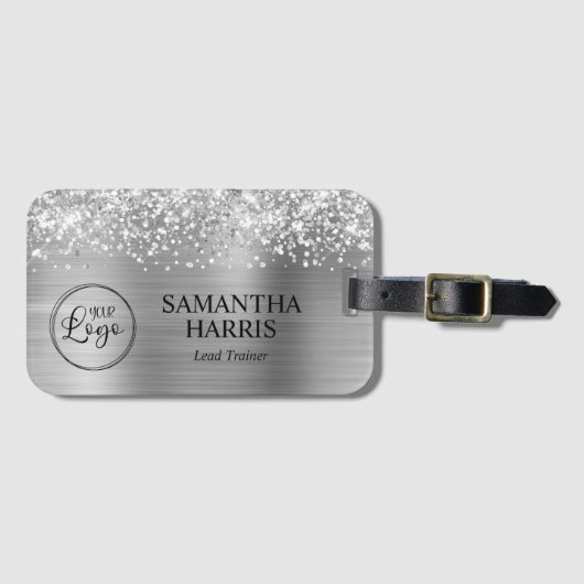 Glittery Silver Foil Logo Gepäckanhänger (Vorderseite (Horizontal))