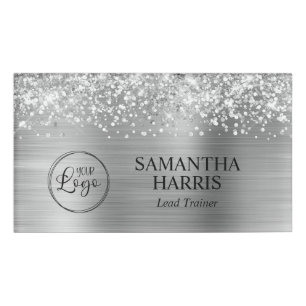 Glittery Silver Foil Logo Namenschild