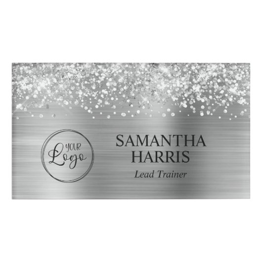 Glittery Silver Foil Logo Namenschild (Vorderseite)