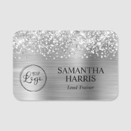 Glittery Silver Foil Logo Namensschild