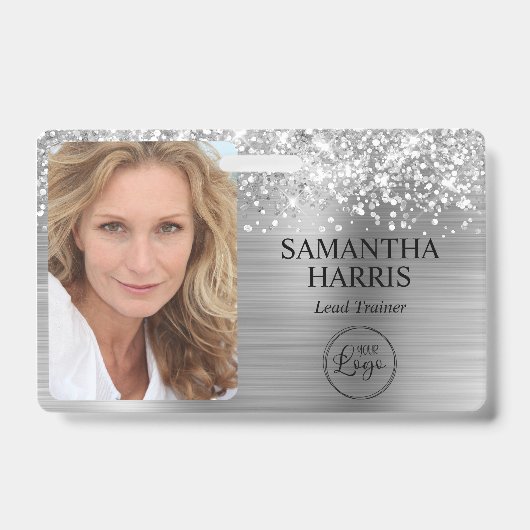 Glittery Silver Foil Logo und Foto Ausweis (Vorderseite)