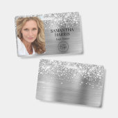 Glittery Silver Foil Logo und Foto Ausweis (Vorder- & Rückseite)